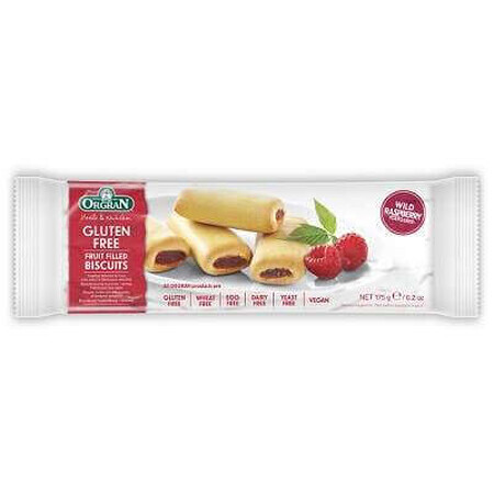 Galletas rellenas de frambuesa sin gluten, 175 g, Orgran