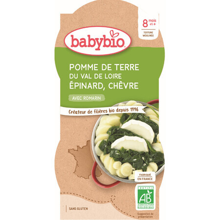 Babybio Patate con spinaci, pastinaca e formaggio di capra 2 x 200 g