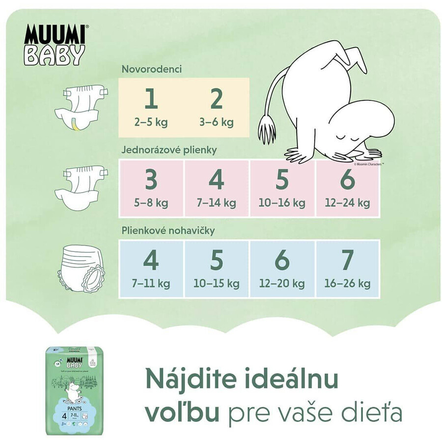 Muumi Baby Pañales Desechables 4 Maxi 7-11kg, 40 pcs