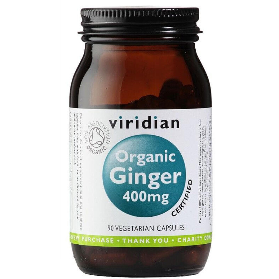 Viridian Jengibre Ecológico 400 mg, 90 cápsulas