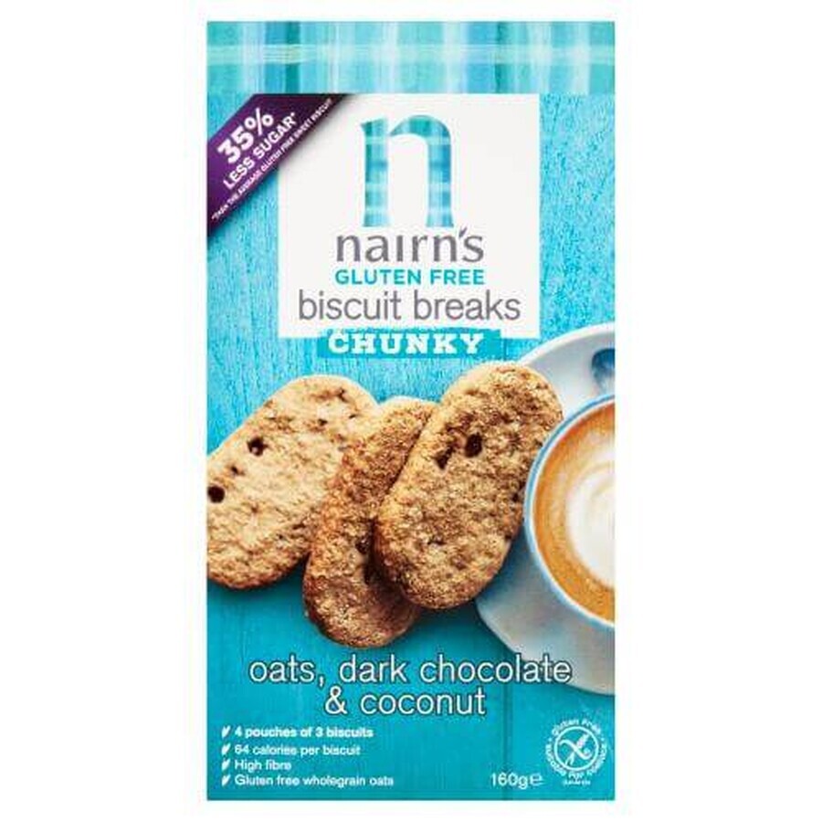 Galletas integrales de avena sin gluten con chocolate negro 160 g, Nairns