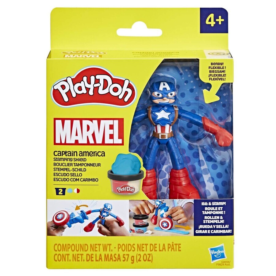 Captain America Marvel flexible figure with accessories, 10 cn, +4 years, Play Doh