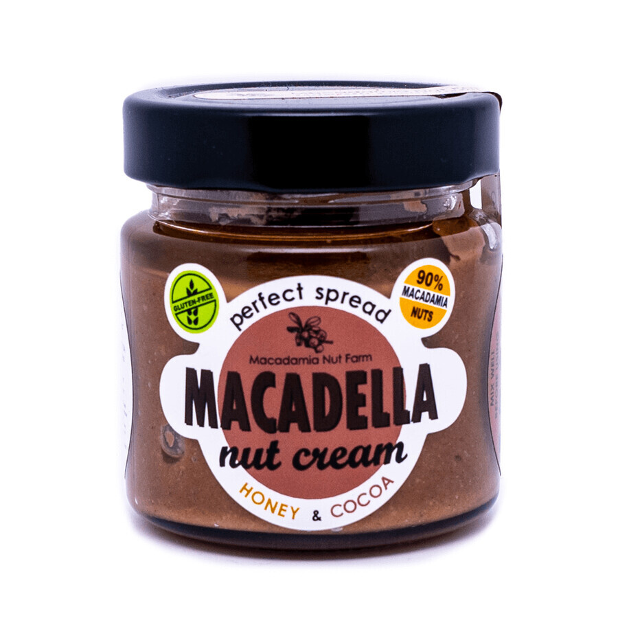 Crema de nuci de macadamia, macadella cu cacao si miere, 180 g, Macadamia