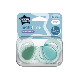 Night Time orthodontische Schnuller, 18-36 Monate, 2 Stück, Grün, Tommee Tippee