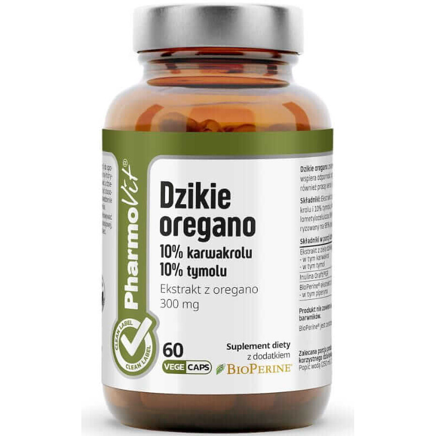 Oregano sălbatic 10% carvacrol 10% timol 60 capsule Pharmovit Clean Label