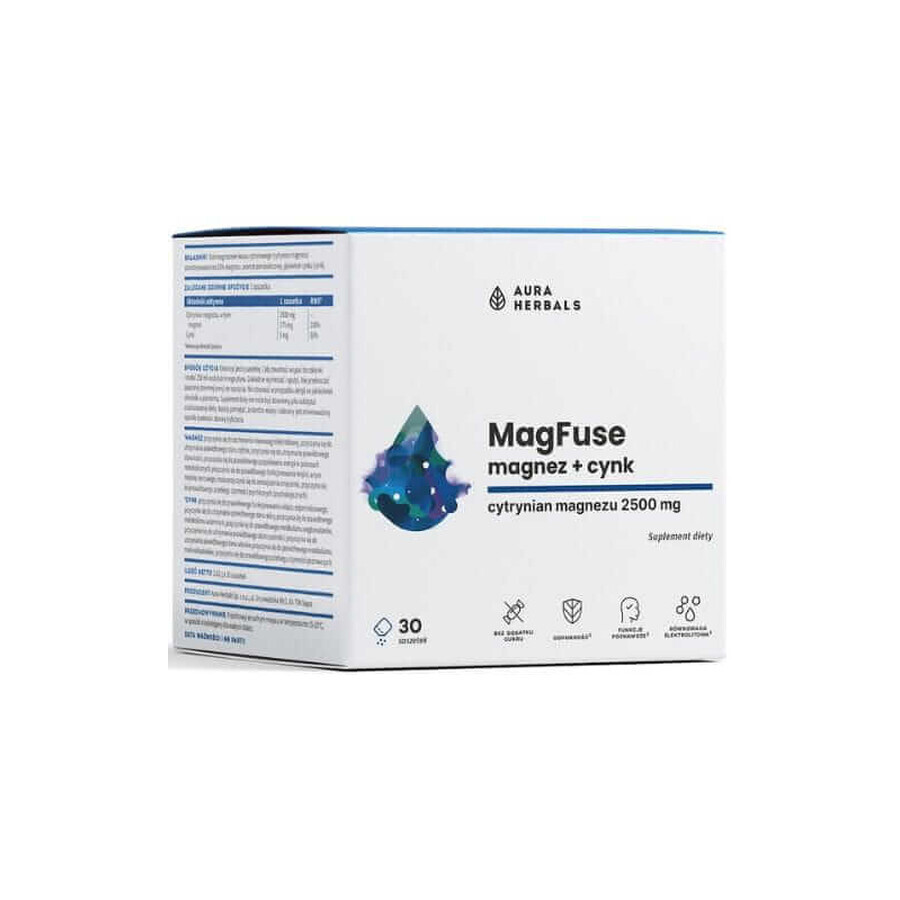 MagFuse - Magnésium + Zinc - sachets 30 pièces Aura Herbals