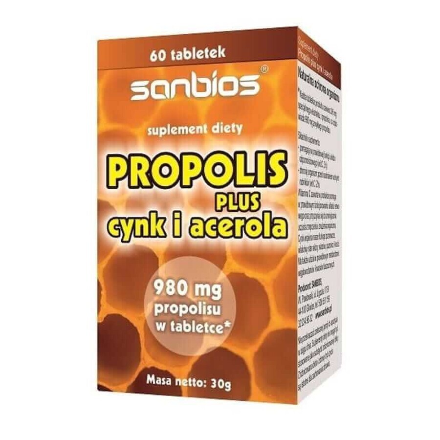 Propolis plus - zinc și acerola 60 comprimate SANBIOS