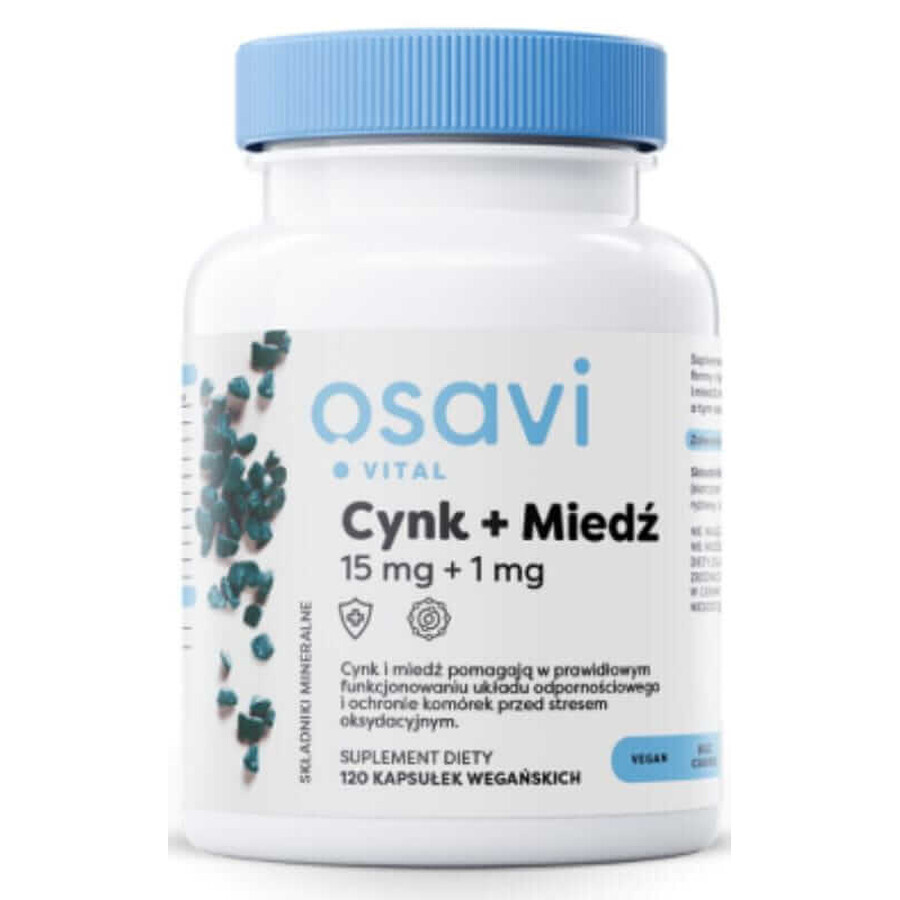 Osavi Zinc + Cuivre, 15 mg + 1 mg - 120 gélules végétales