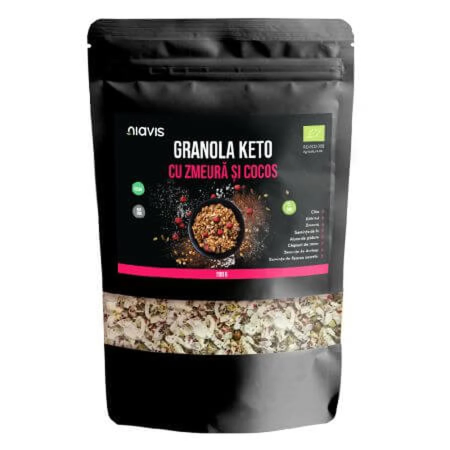 Biologische Keto Granola met Framboos en Kokos, 200 g, Niavis