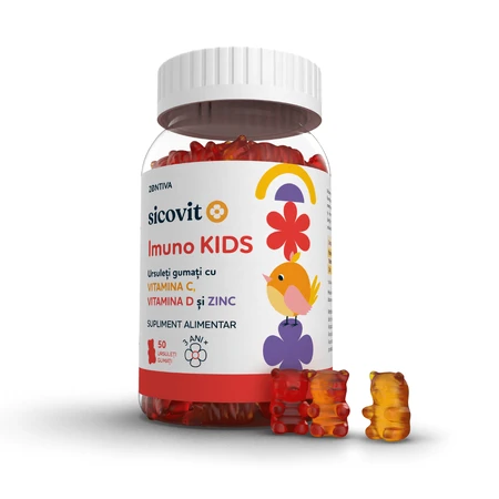 Ursuleti gumati cu vitaminele C, D si zinc Imuno Kids, 50 ursuleti, Sicovit
