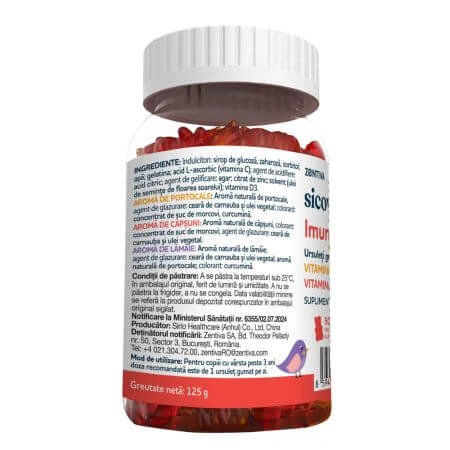Ursuleti gumati cu vitaminele C, D si zinc Imuno Kids, 50 ursuleti, Sicovit