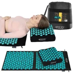 4Fizjo Ergo, tappetino per agopuntura grande con cuscino XL, 110 x 42 cm, nero e blu