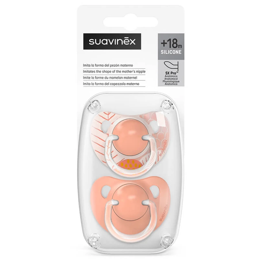 Suavinex Dreams, chupete anatómico, silicona, melocotón, a partir de 18 meses, 2 piezas