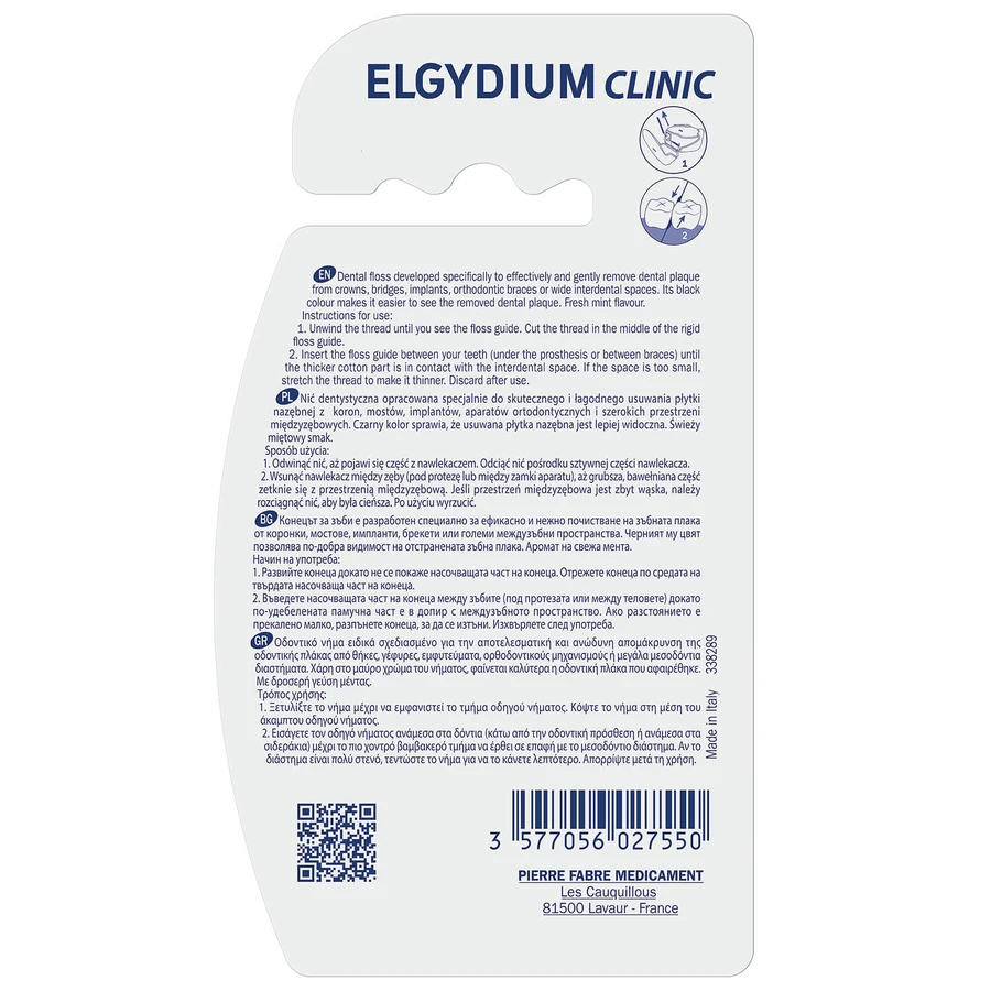 Elgydium Clinic DentalFloss Crossing, seda dental para brackets e implantes