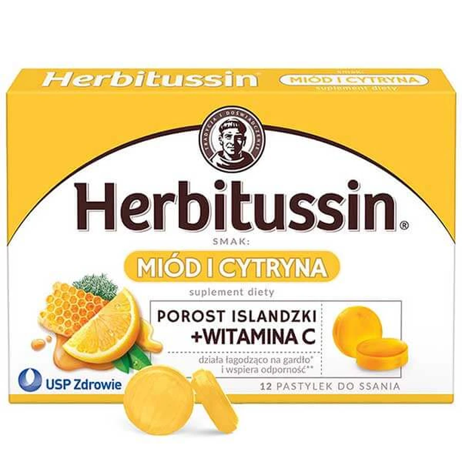 Herbitussin honey and lemon, 12 tablets