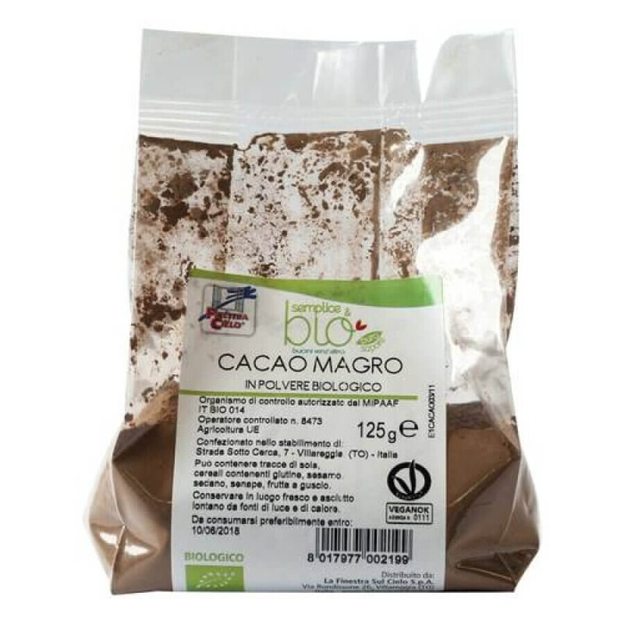 Poudre de cacao écrémé biologique, 125 g, La Finestra Sul Cielo