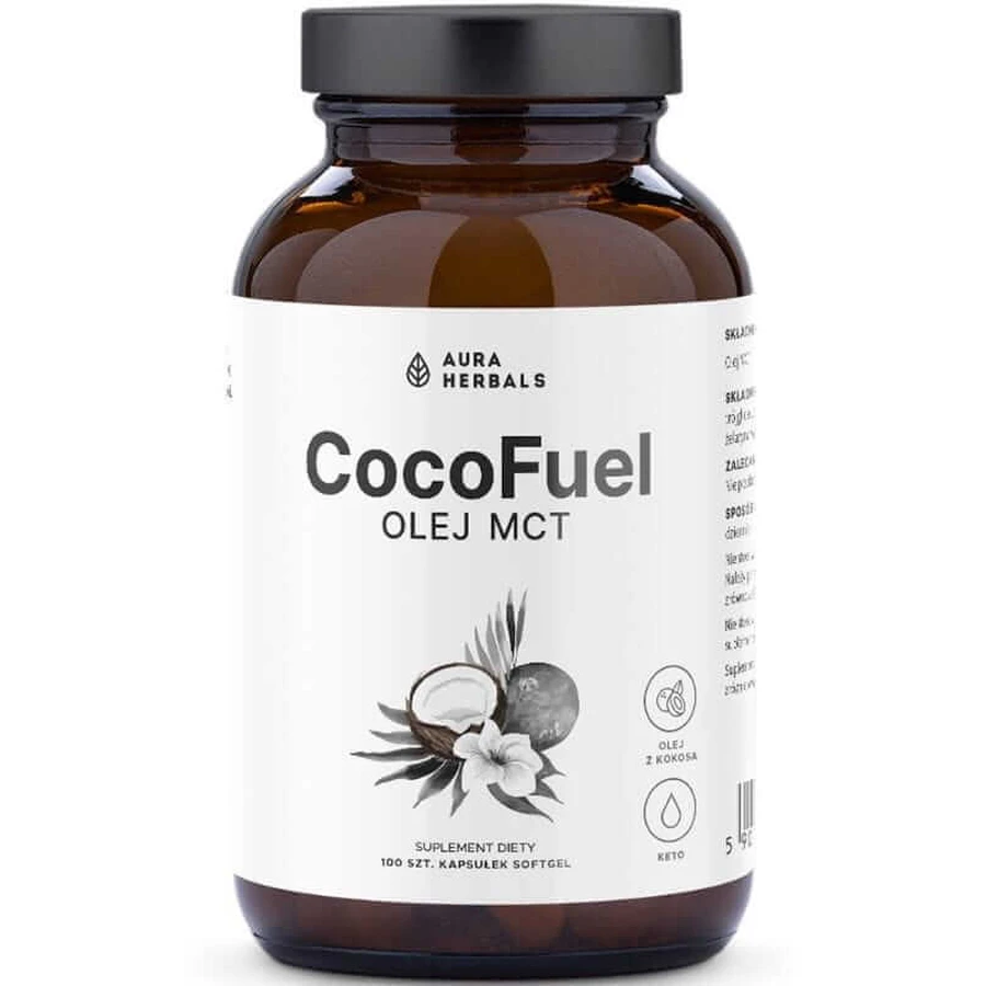 Coco Fuel MCT Öl - 2000 mg - 100 Weichkapseln Aura Herbals