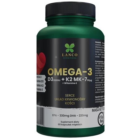 Lanco Nutritions Omega-3 + D3 + K2 MK-7, 60 capsule