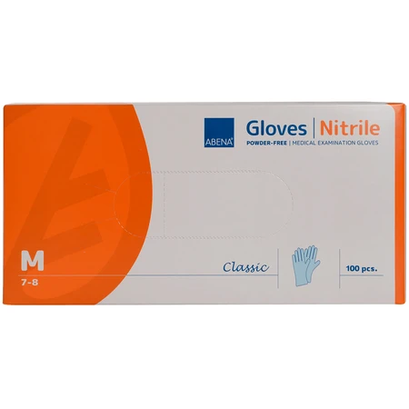 Abena, mănuși din nitril, nesterile, fără pudră, albastre, mărimea M, 100 bucăți