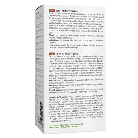 Apis Professional Retin Ambre Synergy, crèmemasker met retinol en barnsteenzuur, voor de nacht, 50 ml.