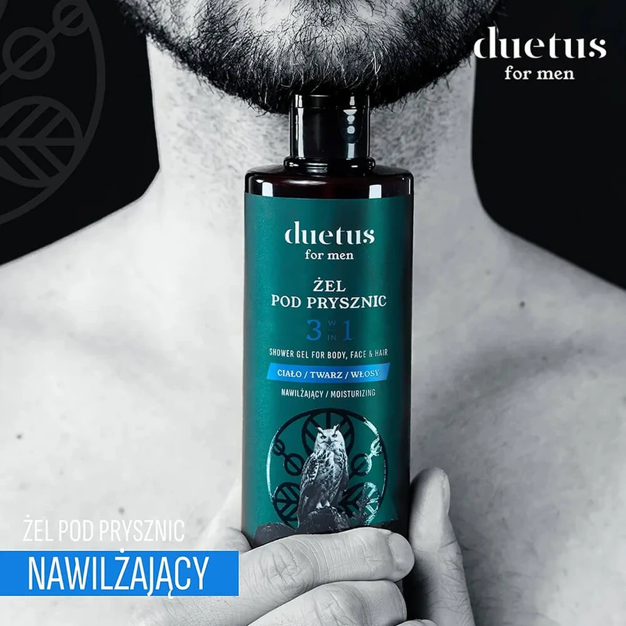 Duetus For Men, gel douche hydratant 3 en 1, 300 ml