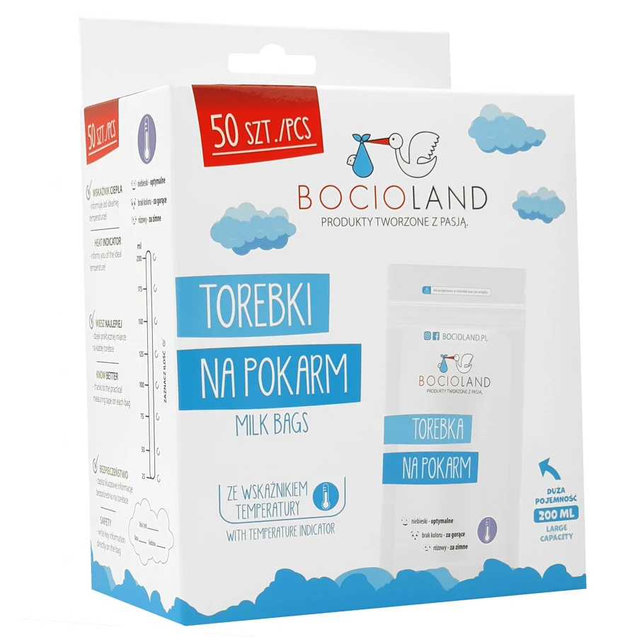 Bocioland, sacchetti per la conservazione degli alimenti, 200 ml x 50 pezzi