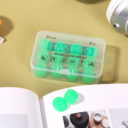Haspro, geformte Ohrstöpsel mit Aloe vera, 12 Stück
