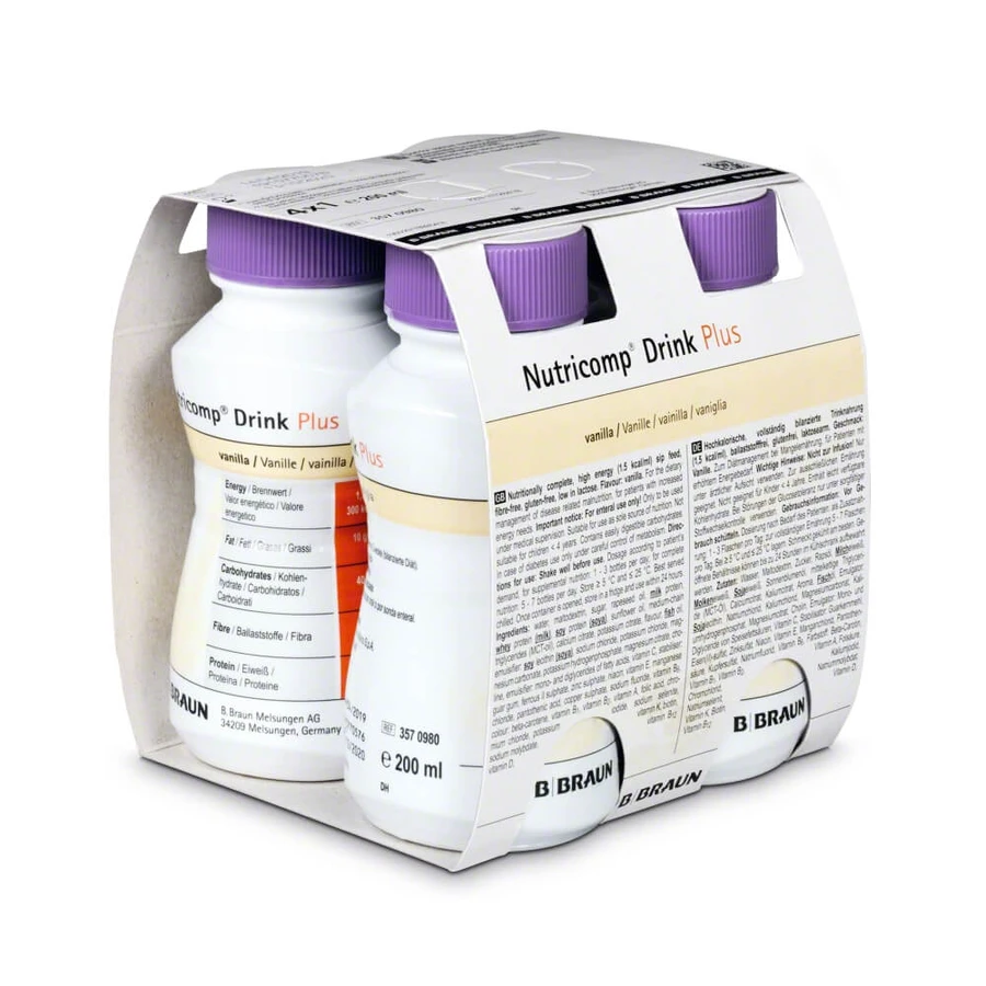 Nutricomp Drink Plus, preparato nutrizionale, gusto vaniglia, 4 x 200 ml