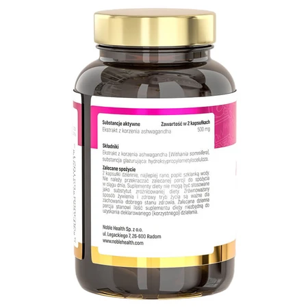 Noble Health Ashwagandha, 60 cápsulas vegetales