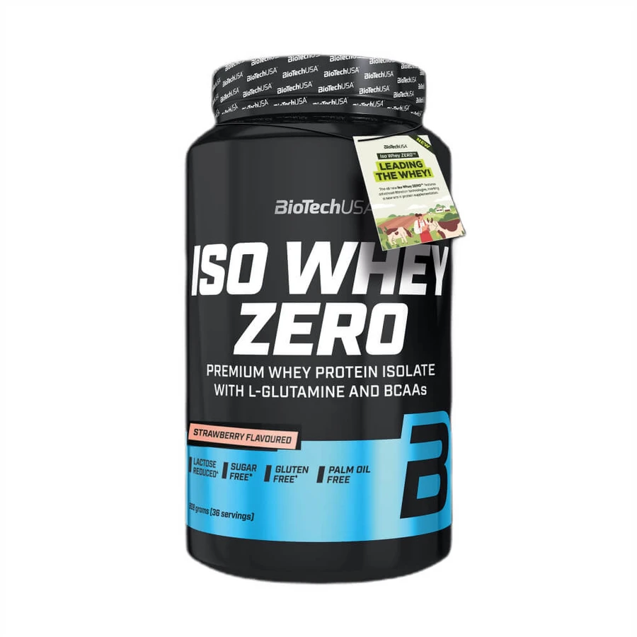 Poudre de protéines Iso Whey Zero au goût de fraise, 908 g, BiotechUSA