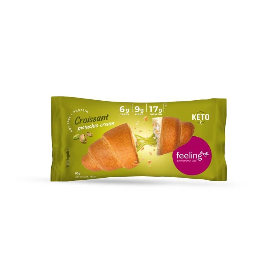 Croissant proteic cu fistic, 65 g, Feeling Ok