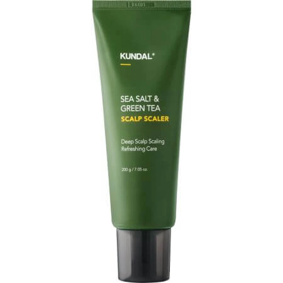 Exfoliante con sal marina y té verde para el cuero cabelludo, 200 g, Kundal