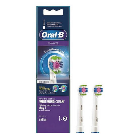 Cabezales de recambio para cepillos de dientes eléctricos, 3D White, 2 unidades, Oral-B