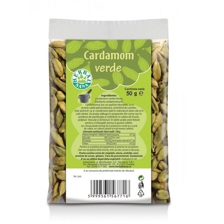 Cardamomo verde, 50 gr, Herbal Sana