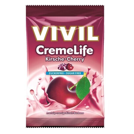 Caramelos Creme Life Crema de Cereza sin Azúcar, 110g, Vivil