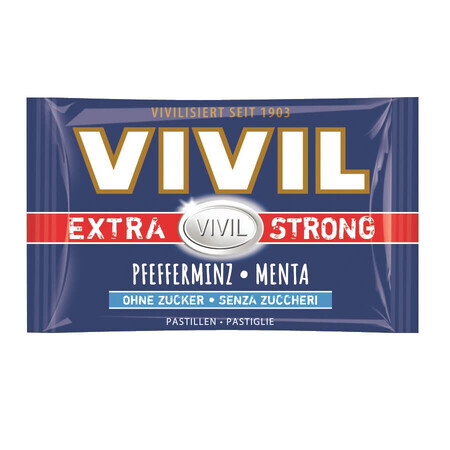 Caramelo de menta natural extrafuerte sin azúcar, 25 g, Vivil