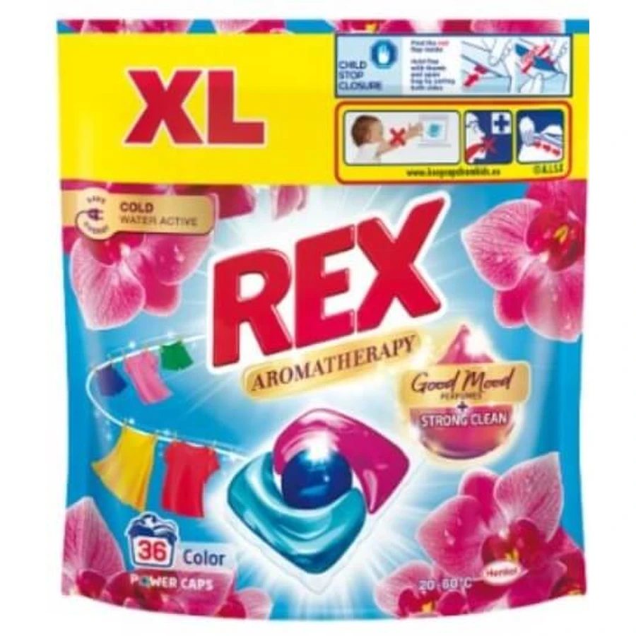 Rex Aromatherapy Power Caps Orchid Capsule multiuso per il bucato, 36 pezzi