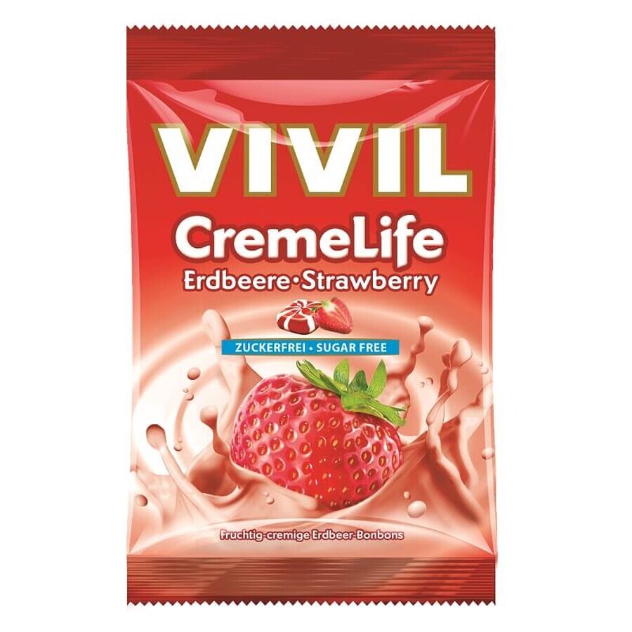 Caramelo fresa sin azúcar Creme Life, 110 g, Vivil