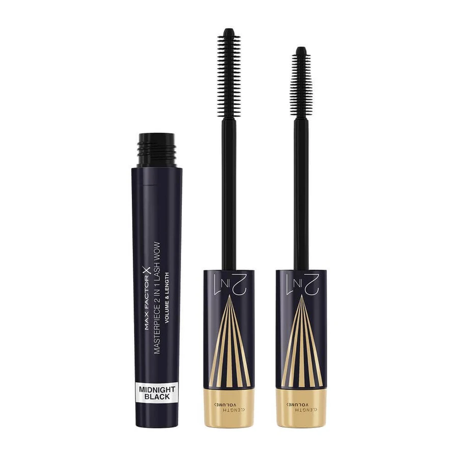 Max Factor Masterpiece 2in1 Lash Wow Lengthening and Volumizing Mascara 003 Midnight Black, 7 ml