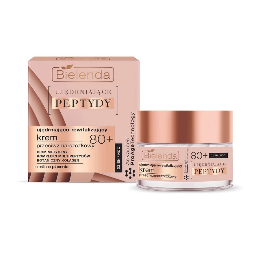Bielenda Firming Peptides 80+ Cremă de zi și de noapte antirid fermecătoare și revitalizantă, 50 ml.