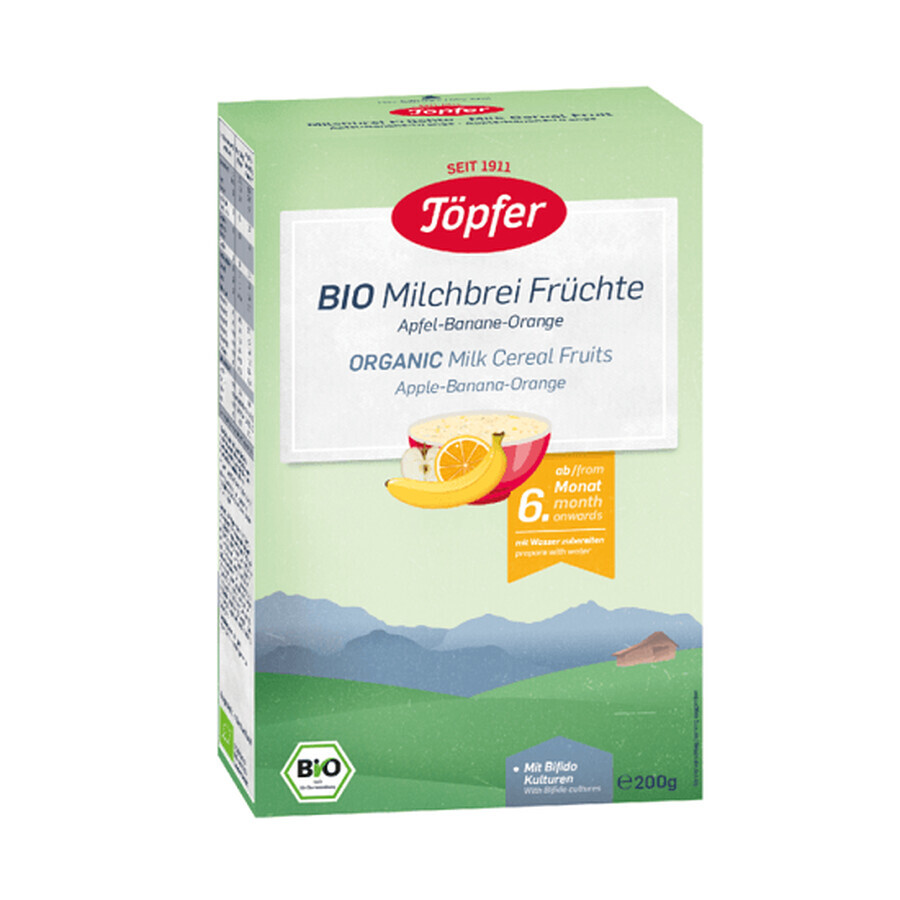 Cereal gris de trigo con leche y fruta, +6 meses, 200 g, Topfer