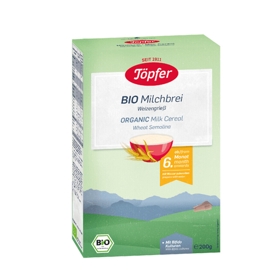 Cereales de trigo y leche, +6 meses, 200 g, Topfer