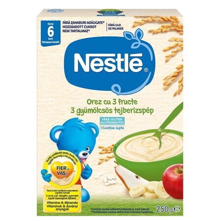 Cereales de arroz con 3 frutas, 250 gr, Nestlé