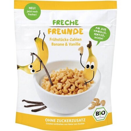 Cereal de desayuno ecológico con plátano y vainilla, 125 gr, Freche Freunde