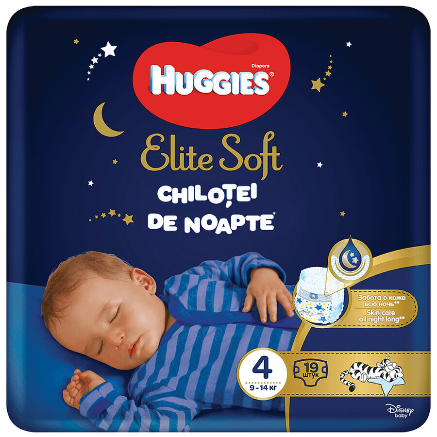 Culotte de nuit Elite Soft No. 4, 9-14 kg, 19 pièces, Huggies