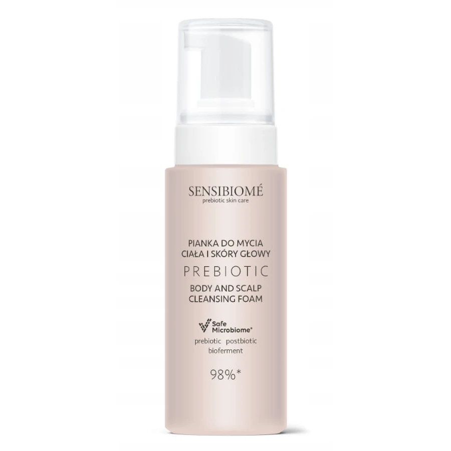 Sensibiome Espuma limpiadora prebiótica para cuerpo y cuero cabelludo, 150 ml