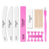 Set de manichiură Clavier Limă de unghii, 3 bucăți + Bețe de manichiură, 10 bucăți + Separator de pedichiură + Radiator + Bloc de lustruire + Polizor