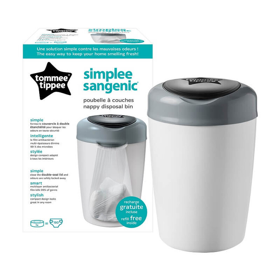 Cesta de pañales Sangenic Simplee, gris, Tommee Tippee