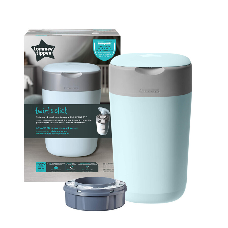 Cesta Sangenic Tec Twist&amp;Click, azul, Tommee Tippee