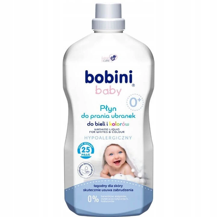 Bobini Liquide de lavage pour linge de bébé, blanc et couleurs, 1.8 l